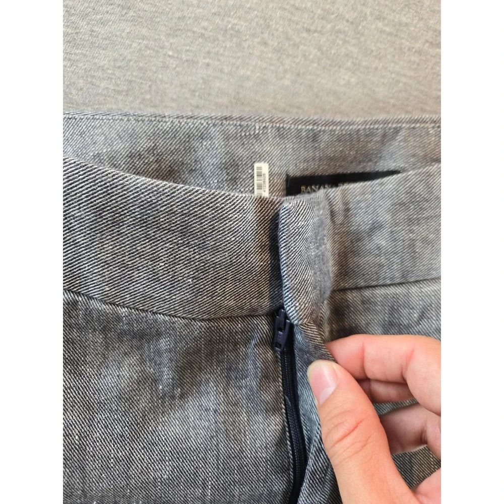 Banana Republic Wide Leg Pants Womens 4 Gray Blue Linen Blend High Rise Crop‎